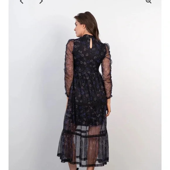 Coco + Jaimeson ruffle tiered floral print mesh midi dress - Picture 2 of 4